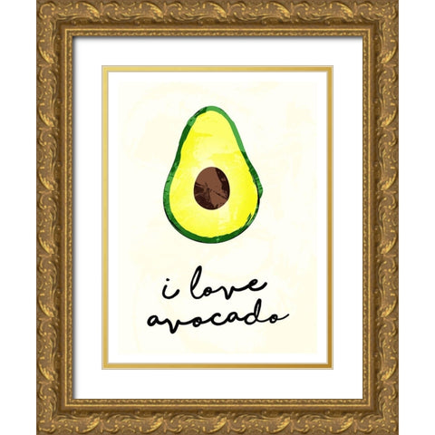 I Love Avocado Gold Ornate Wood Framed Art Print with Double Matting by Villa, Mlli