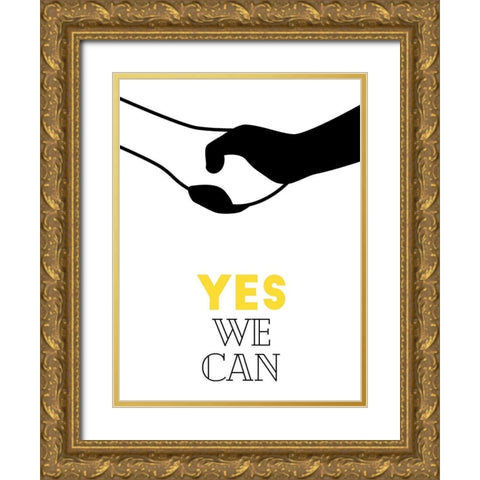 Yes We Can Gold Ornate Wood Framed Art Print with Double Matting by Villa, Mlli