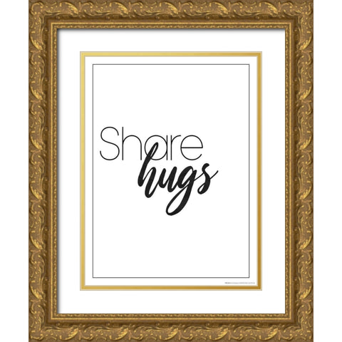 Share Hugs Gold Ornate Wood Framed Art Print with Double Matting by Villa, Mlli