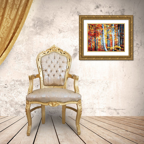 Fall Is Here Gold Ornate Wood Framed Art Print with Double Matting by Villa, Mlli