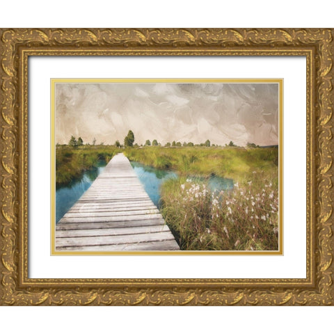 On The Marsh Gold Ornate Wood Framed Art Print with Double Matting by Villa, Mlli