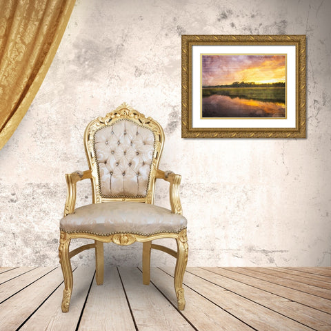 Marsh Sunset Gold Ornate Wood Framed Art Print with Double Matting by Villa, Mlli