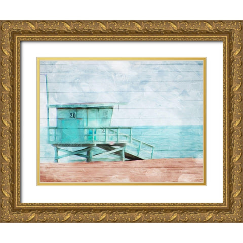 Lifegaurd Station Gold Ornate Wood Framed Art Print with Double Matting by Villa, Mlli