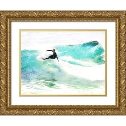 Riding The Wave Gold Ornate Wood Framed Art Print with Double Matting by Villa, Mlli