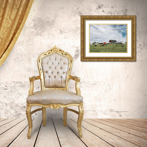 Farmhouse On The Hill Gold Ornate Wood Framed Art Print with Double Matting by Villa, Mlli