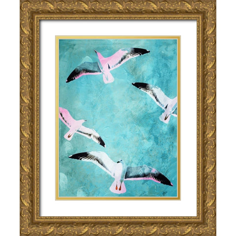 Birds In The Sky Gold Ornate Wood Framed Art Print with Double Matting by Villa, Mlli