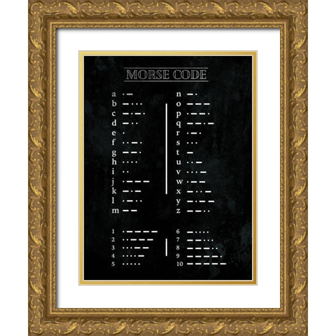 Morse Code Open Gold Ornate Wood Framed Art Print with Double Matting by Villa, Mlli