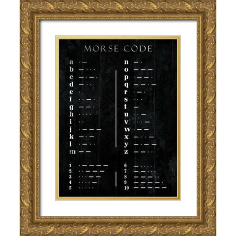 Morse Code Gold Ornate Wood Framed Art Print with Double Matting by Villa, Mlli