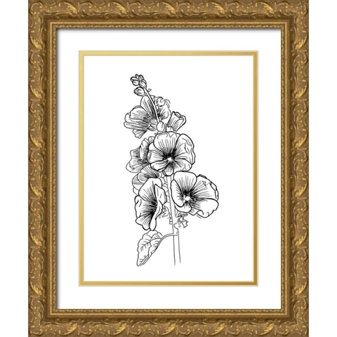Lined Flowers Gold Ornate Wood Framed Art Print with Double Matting by Villa, Mlli