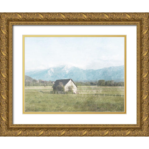 Barn In The Farm Gold Ornate Wood Framed Art Print with Double Matting by Villa, Mlli