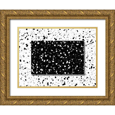 Black White Speckles Gold Ornate Wood Framed Art Print with Double Matting by Villa, Mlli
