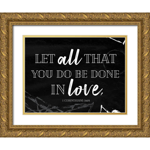 All Love Bw Gold Ornate Wood Framed Art Print with Double Matting by Villa, Mlli