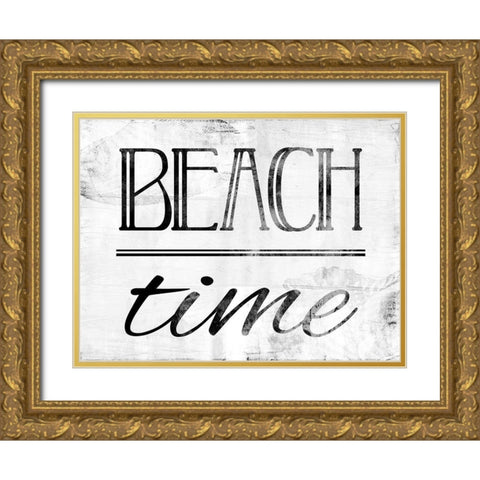 Beach Time Bw Gold Ornate Wood Framed Art Print with Double Matting by Villa, Mlli