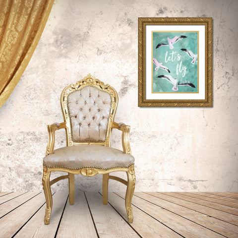 Lets Fly Gold Ornate Wood Framed Art Print with Double Matting by Villa, Mlli