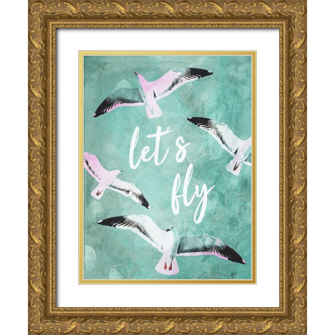 Lets Fly Gold Ornate Wood Framed Art Print with Double Matting by Villa, Mlli