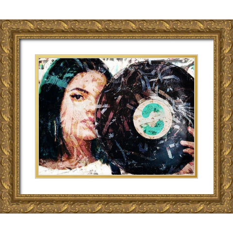 Record Scraps Gold Ornate Wood Framed Art Print with Double Matting by Villa, Mlli