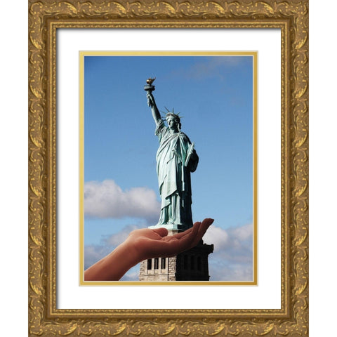 Hold Her Gold Ornate Wood Framed Art Print with Double Matting by Villa, Mlli