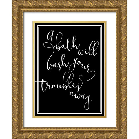 Troubles Away Gold Ornate Wood Framed Art Print with Double Matting by Villa, Mlli