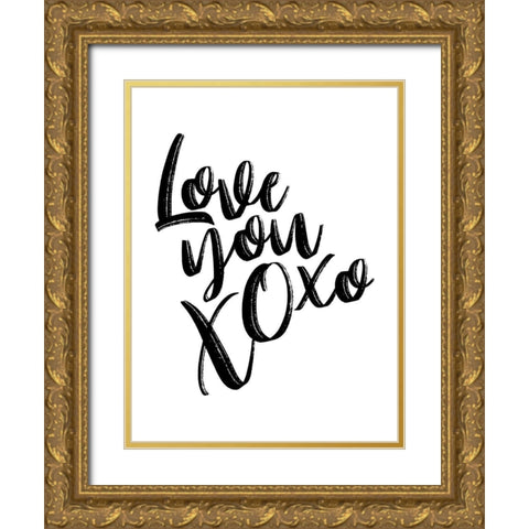 Love You Xoxo Gold Ornate Wood Framed Art Print with Double Matting by Villa, Mlli