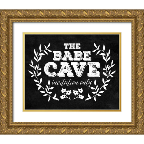 The Babe Cave White Gold Ornate Wood Framed Art Print with Double Matting by Villa, Mlli