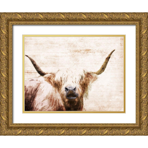 The Bull Look Gold Ornate Wood Framed Art Print with Double Matting by Villa, Milli