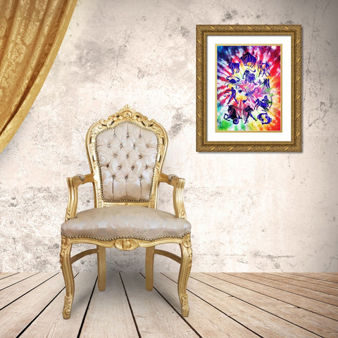 Zodiac Tie Dye Gold Ornate Wood Framed Art Print with Double Matting by Villa, Milli