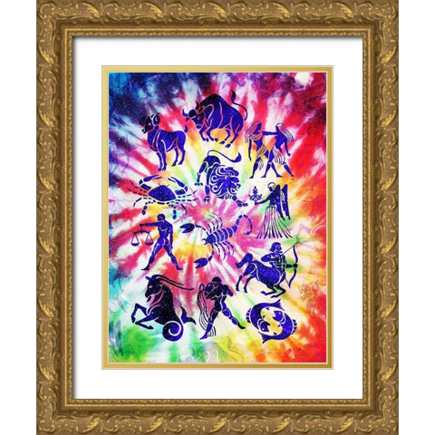 Zodiac Tie Dye Gold Ornate Wood Framed Art Print with Double Matting by Villa, Milli