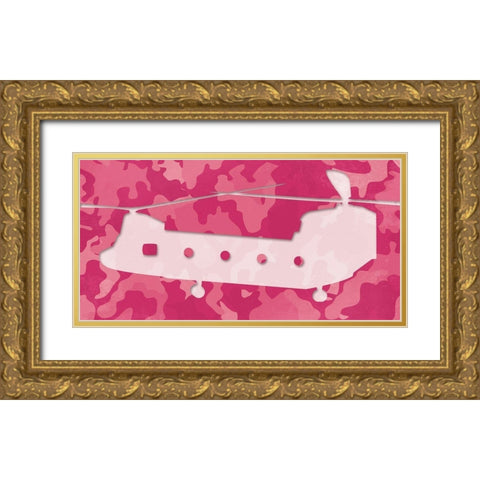 Pink Long Chopper Gold Ornate Wood Framed Art Print with Double Matting by Villa, Mlli