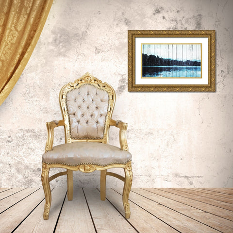 Abstract On The Lake Gold Ornate Wood Framed Art Print with Double Matting by Villa, Mlli
