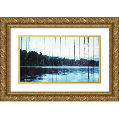 Abstract On The Lake Gold Ornate Wood Framed Art Print with Double Matting by Villa, Mlli