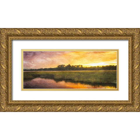 Marsh Sunset Gold Ornate Wood Framed Art Print with Double Matting by Villa, Mlli