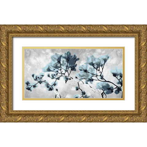 Blue Bloom Gold Ornate Wood Framed Art Print with Double Matting by Villa, Mlli