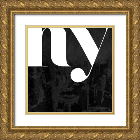 Black NY Gold Ornate Wood Framed Art Print with Double Matting by Villa, Mlli