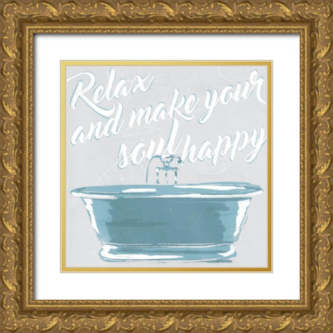 Soul Happy Gold Ornate Wood Framed Art Print with Double Matting by Villa, Mlli