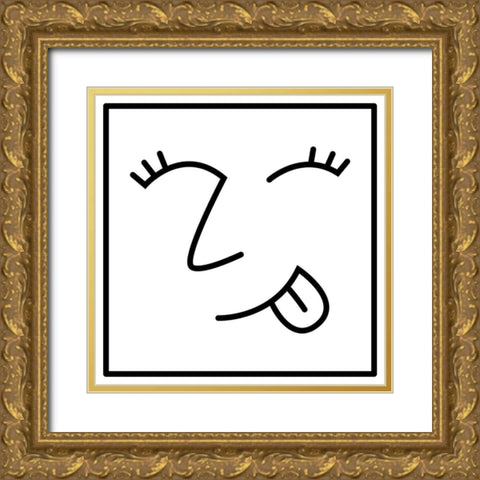 Sticking Tongue Out Gold Ornate Wood Framed Art Print with Double Matting by Villa, Mlli