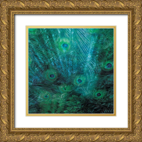 Peacock Galaxy Three Gold Ornate Wood Framed Art Print with Double Matting by Villa, Mlli