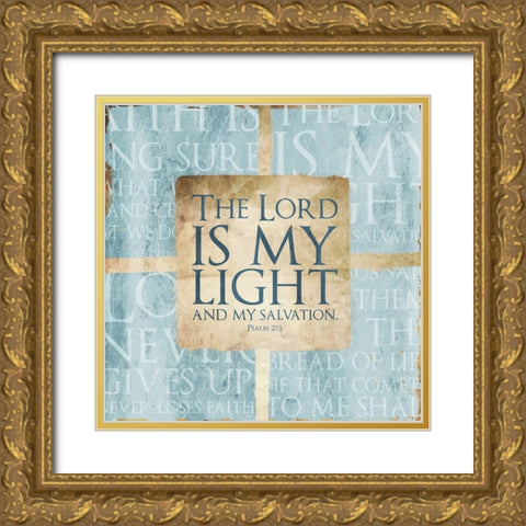 Quote Border Psalm Blue Gold Ornate Wood Framed Art Print with Double Matting by Villa, Mlli