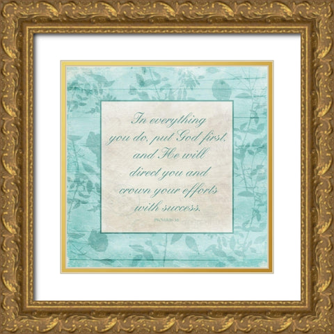 Floral Religious Gold Ornate Wood Framed Art Print with Double Matting by Villa, Mlli