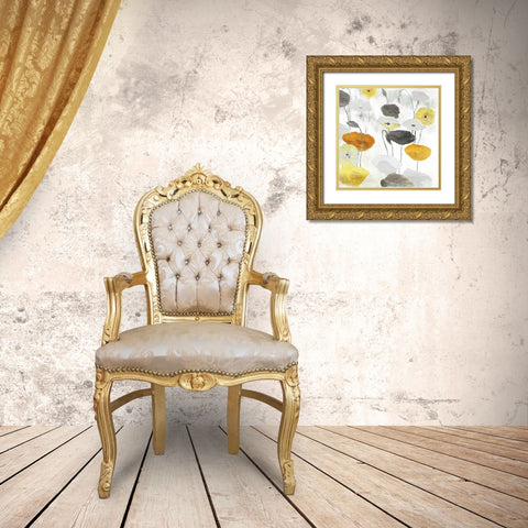 Yellow Grey Poppies Two Gold Ornate Wood Framed Art Print with Double Matting by Villa, Mlli