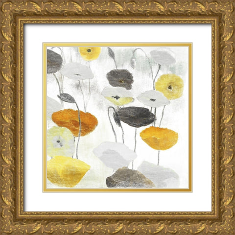 Yellow Grey Poppies Two Gold Ornate Wood Framed Art Print with Double Matting by Villa, Mlli