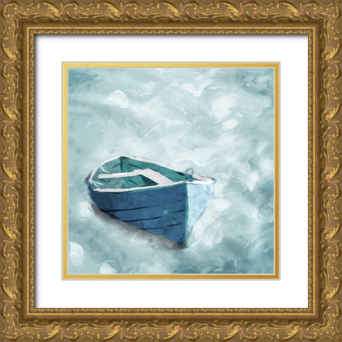 Lonely Boat Gold Ornate Wood Framed Art Print with Double Matting by Villa, Mlli