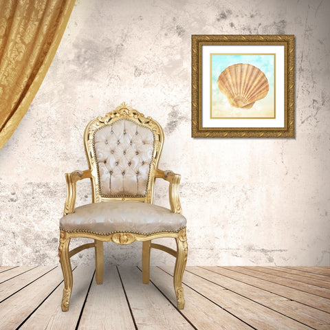 Shell On The Beach Gold Ornate Wood Framed Art Print with Double Matting by Villa, Mlli