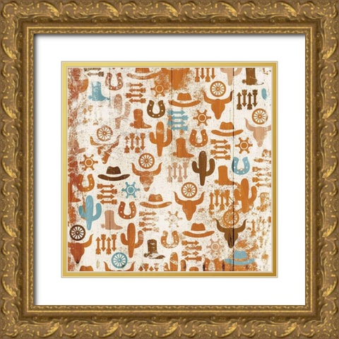 Western Print Gold Ornate Wood Framed Art Print with Double Matting by Villa, Mlli