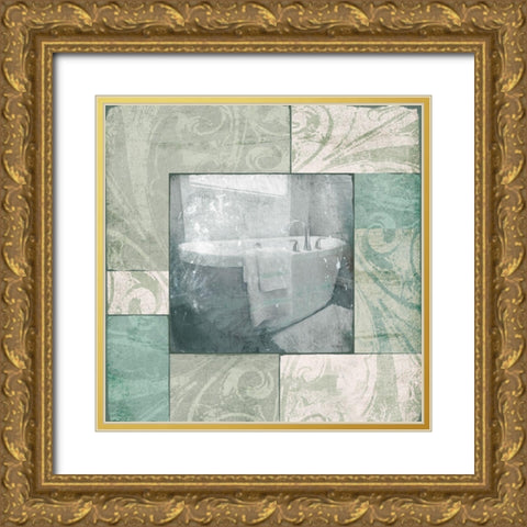 Bath Time Gold Ornate Wood Framed Art Print with Double Matting by Villa, Mlli