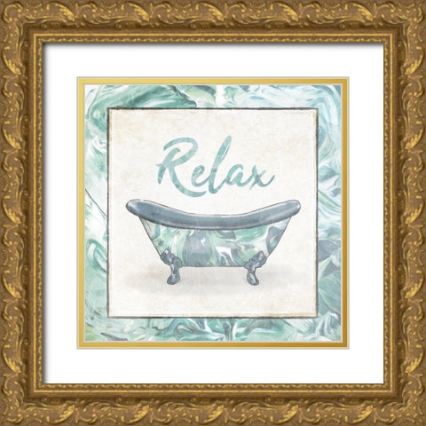 Relax Abstract Bath Gold Ornate Wood Framed Art Print with Double Matting by Villa, Mlli