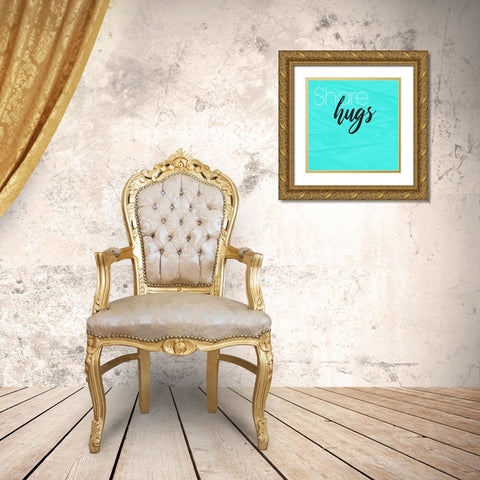 Share Hugs Gold Ornate Wood Framed Art Print with Double Matting by Villa, Mlli