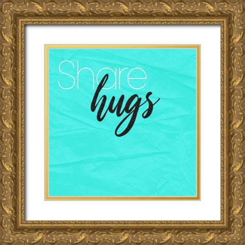 Share Hugs Gold Ornate Wood Framed Art Print with Double Matting by Villa, Mlli