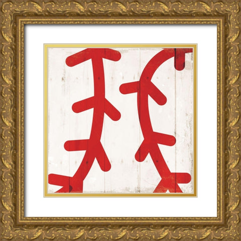 Kids Sports Baseball Gold Ornate Wood Framed Art Print with Double Matting by Villa, Mlli