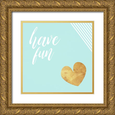 Have Fun Teal Gold Ornate Wood Framed Art Print with Double Matting by Villa, Mlli
