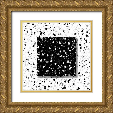 Black White Speckles Gold Ornate Wood Framed Art Print with Double Matting by Villa, Mlli